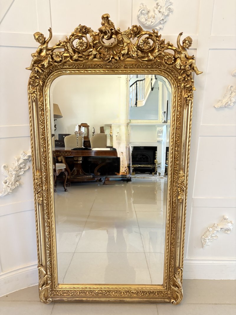 Outstanding Quality Antique Edwardian Carved Gilded Frame Wall Mirror